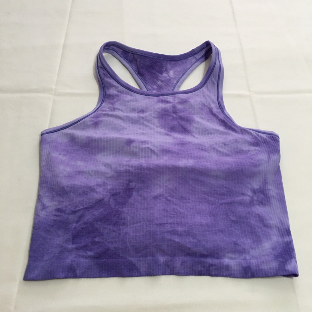 Lululemon Ebb to Street Cropped Racerback Tank Women 12 Purple Ribbed Racerback